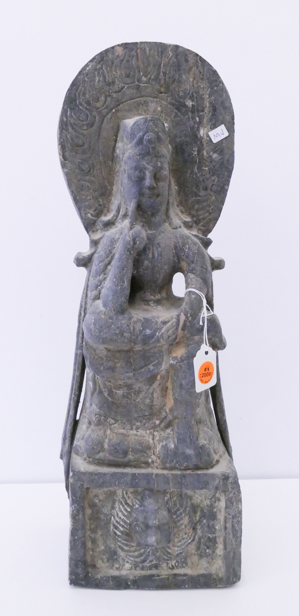 Appraisal: Old Japanese Carved Stone Guanyin Statue- x ''