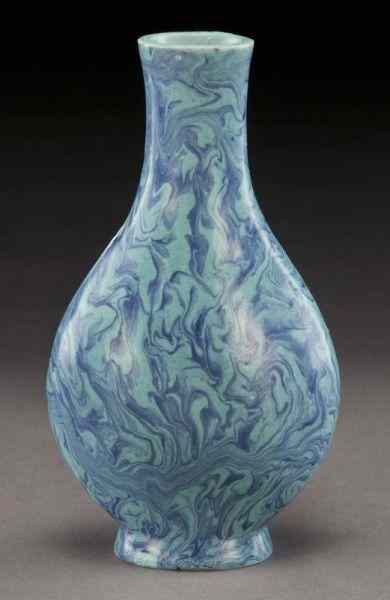 Appraisal: Chinese Qing marbled Robin's Egg blue porcelainvase ''H Circa -