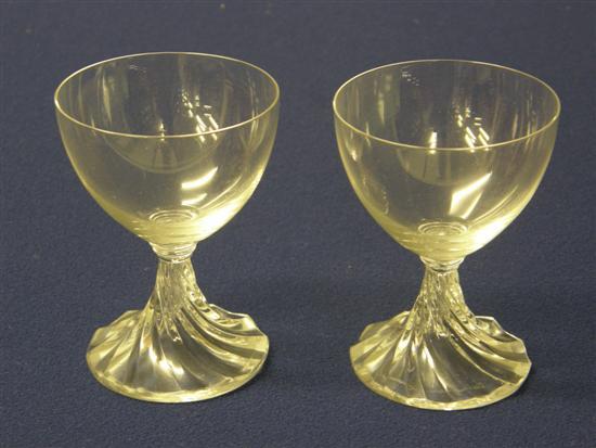 Appraisal: Pair of Lalique drinking glasses on spiral twist stems and