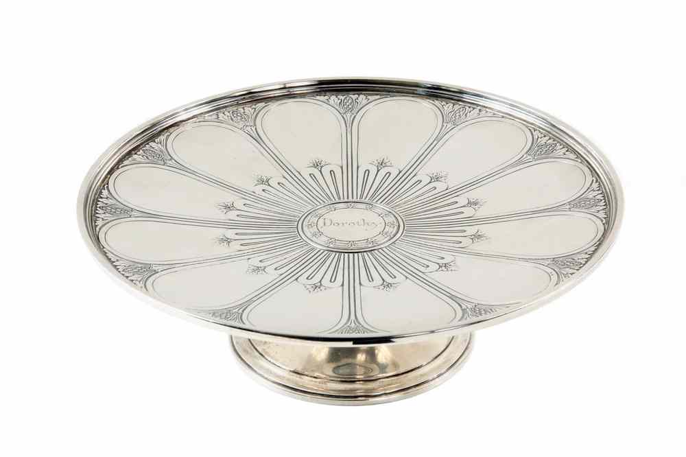 Appraisal: TIFFANY STERLING TAZZA - 's Vintage Round Tiffany Tazza engraved