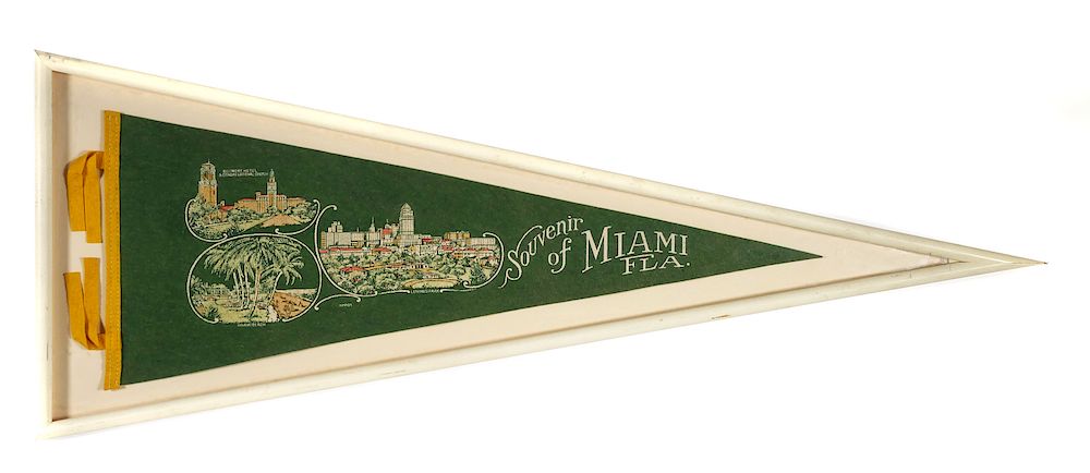 Appraisal: MIAMI Framed Felt Pennant s- 's Scenes 's possibly s