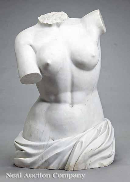 Appraisal: A Large Carved Marble Torso after the Venus de Milo