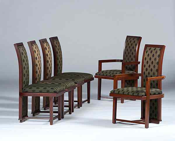 Appraisal: Frank Lloyd Wright Dining Chairs American ca s Six Frank