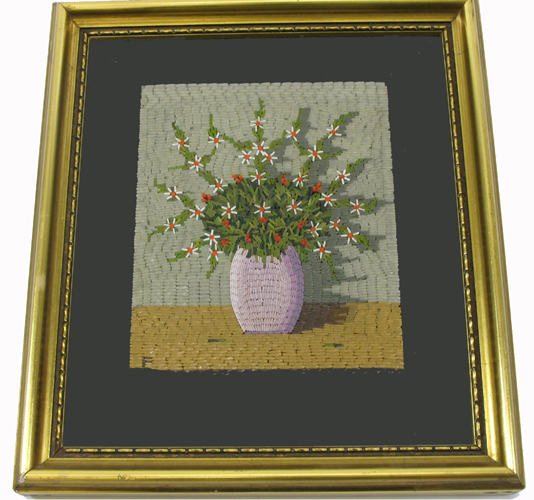 Appraisal: AN ITALIAN MICRO-MOSAIC STILL LIFE WITH FLOWERS in by in