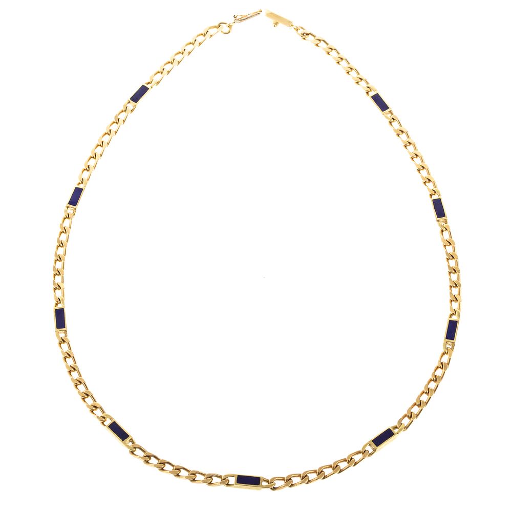 Appraisal: A Heavy K Yellow Gold Curb Chain with Lapis K