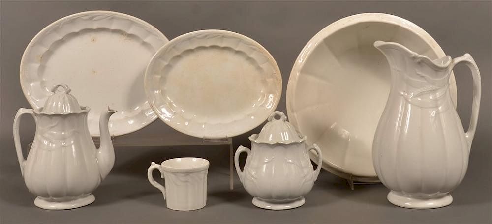 Appraisal: Pcs of Wheat Pattern White Ironstone China Seven Pieces of