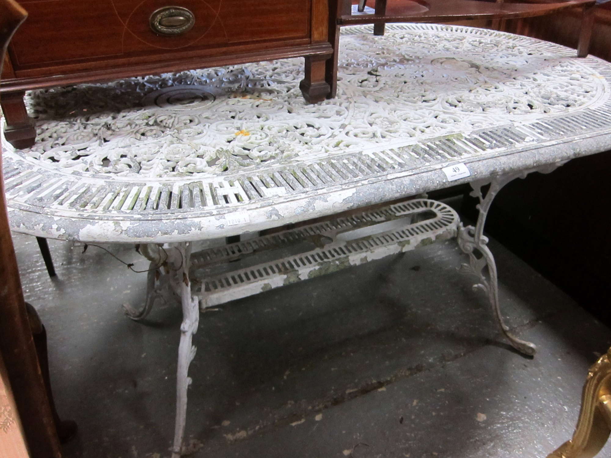 Appraisal: Aluminium framed white painted garden table