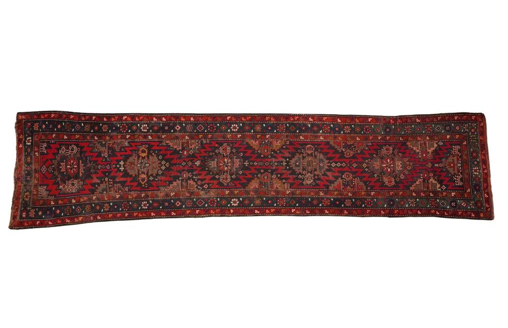 Appraisal: CAUCASIAN ANTIQUE KARABAGH TRIBAL RUNNER RUGAn antique SW Caucasian Karabagh