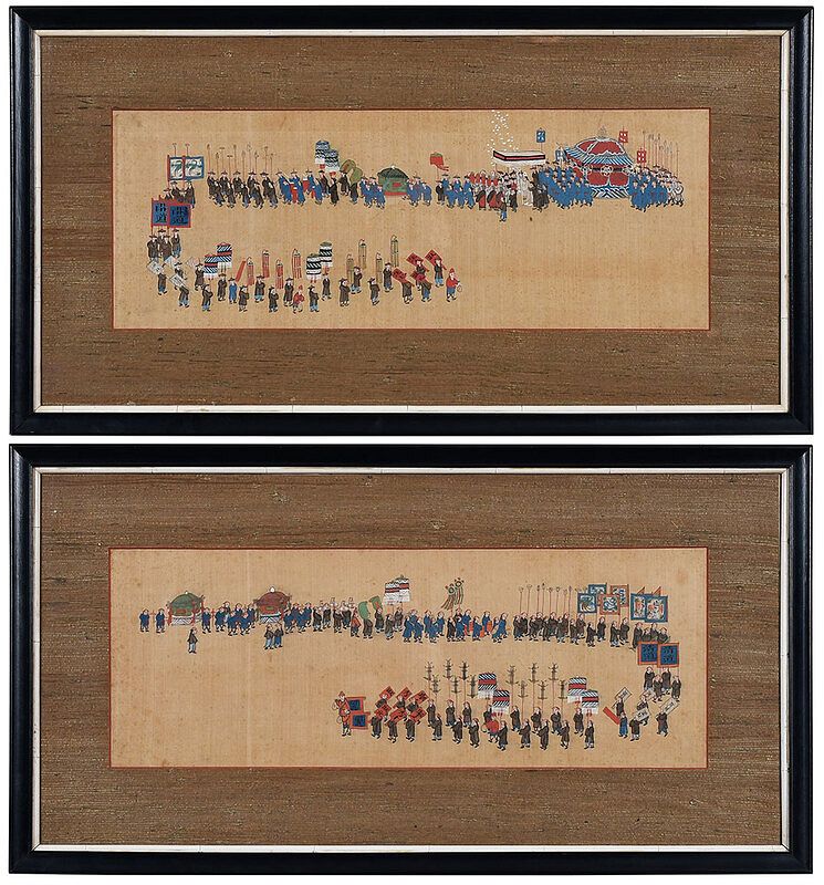 Appraisal: Pair Chinese Paintings of Imperial Procession probably early th century