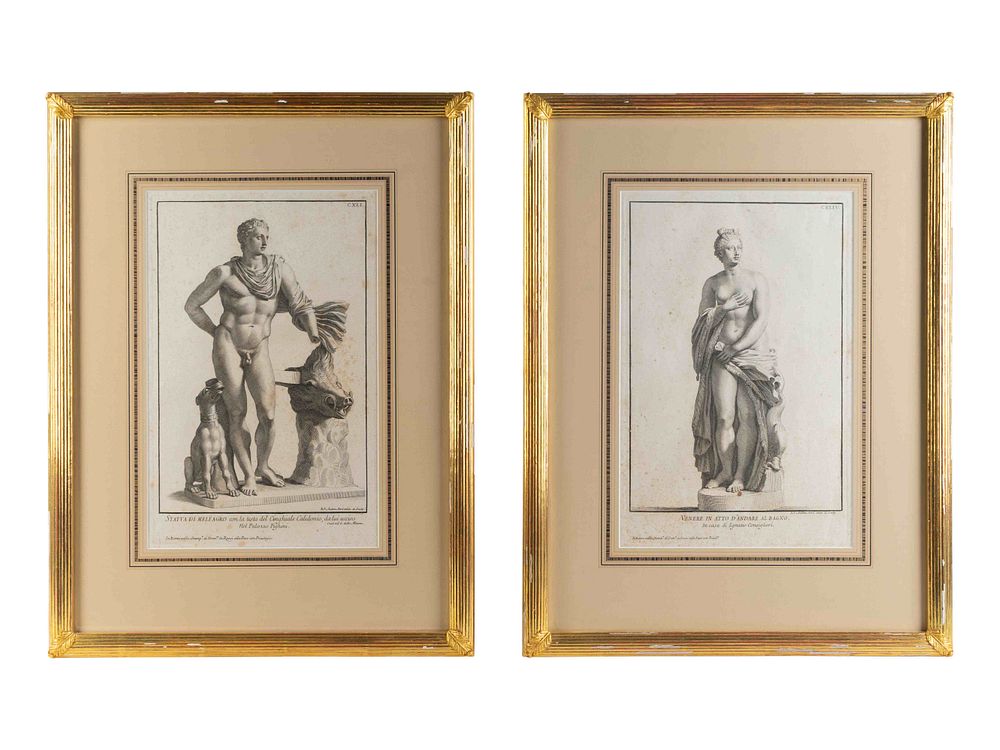 Appraisal: A Pair of Italian Engravings Depicting Classical Sculptures Sight x