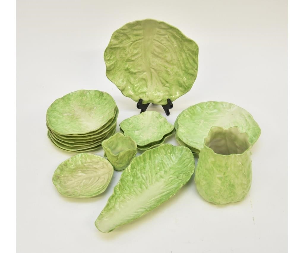 Appraisal: Collection of Lettuce Leaf tableware to include a vase h