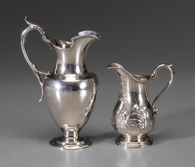 Appraisal: Two Coin Silver Pitchers American th century one with weighted