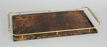 Appraisal: An Aldo Tura Serving Tray ca Brass gallery and handles