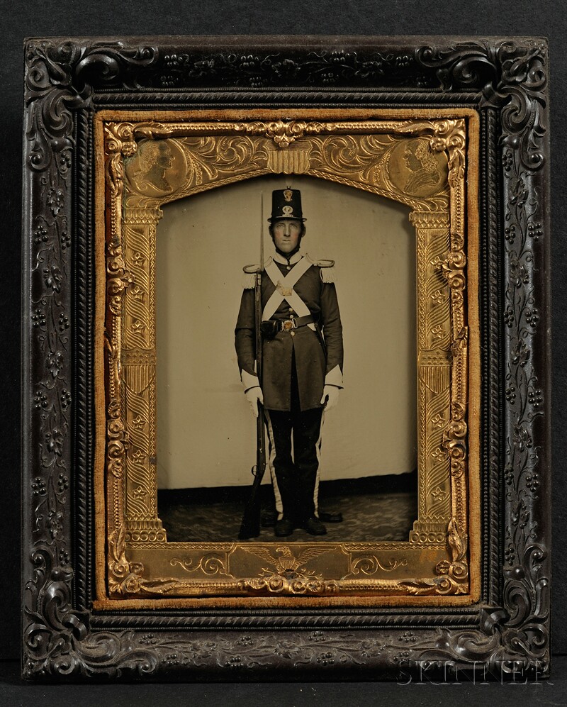 Appraisal: Quarter Plate Ambrotype of a Union Military Officer Standing at