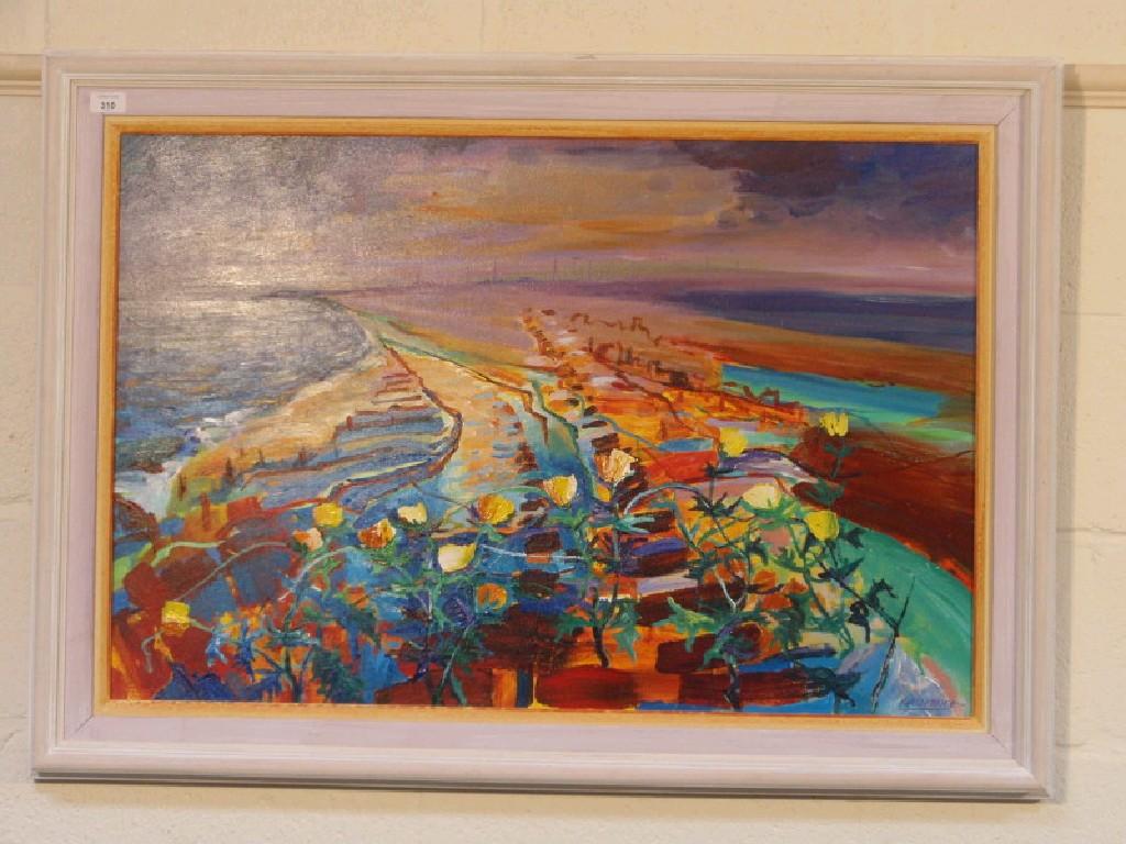 Appraisal: Martin Laurance Sea Poppies Orford Ness acrylic on canvas signed