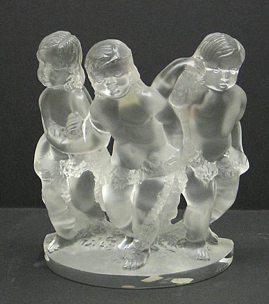 Appraisal: A Lalique frosted glass group of three children Groupe Luxembourg