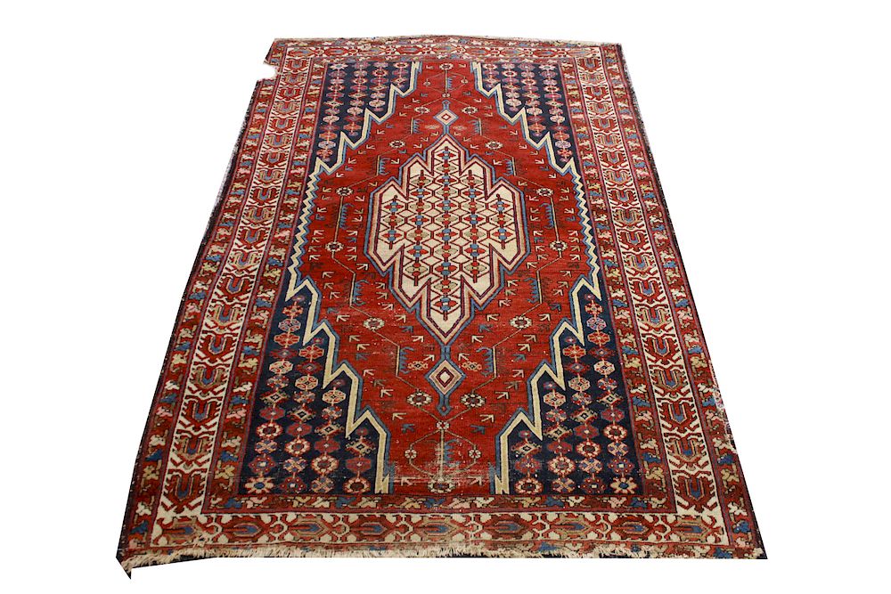 Appraisal: Persian Rug with Geometric Motifs ' x ' Persian rug