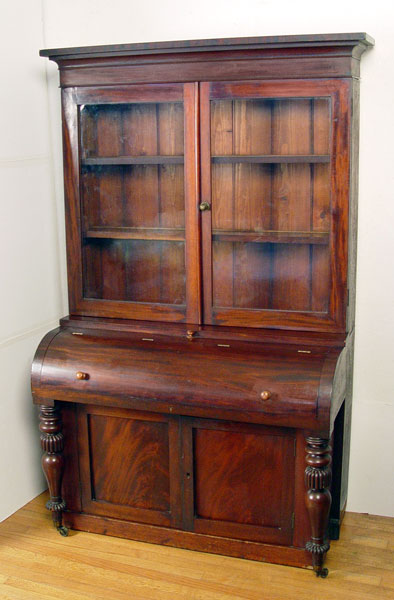 Appraisal: TH C EMPIRE PERIOD SECRETARY BOOKCASE Two part bookcase with