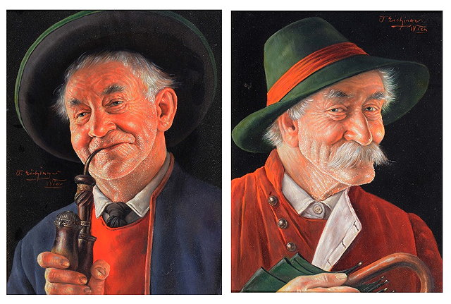 Appraisal: OTTO EICHINGER - Portrait of old man a pair one