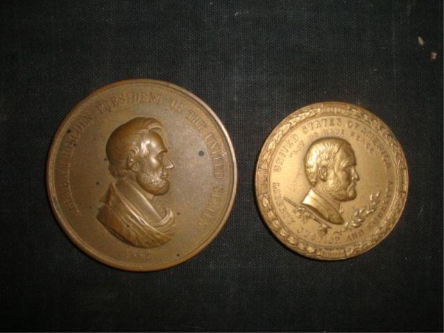 Appraisal: Lincoln Grant Bronze Peace Medals Grant Indian Peace medal in