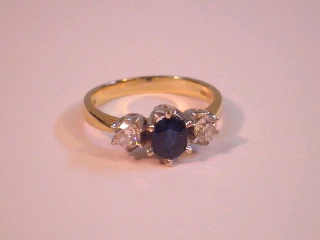 Appraisal: A sapphire and diamond ring set in ct gold assayed