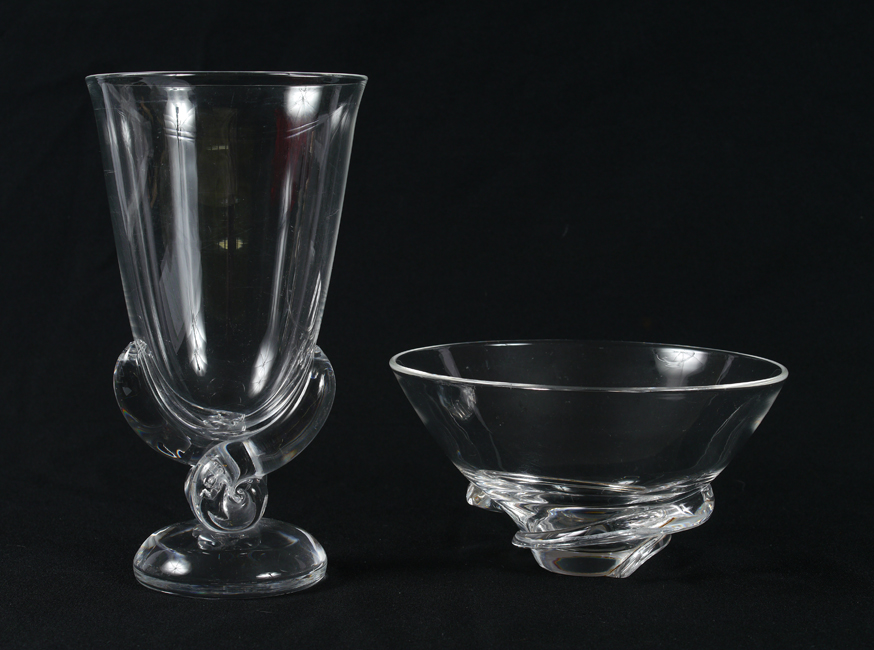 Appraisal: STEUBEN CRYSTAL VASE AND BOWL Colorless crystal Vase measures ''