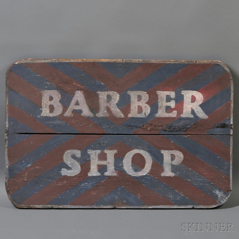 Appraisal: Painted Wooden BARBER SHOP Trade Sign America early to mid-