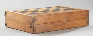 Appraisal: Inlaid Mahogany Games Box th c the exterior w Inlaid