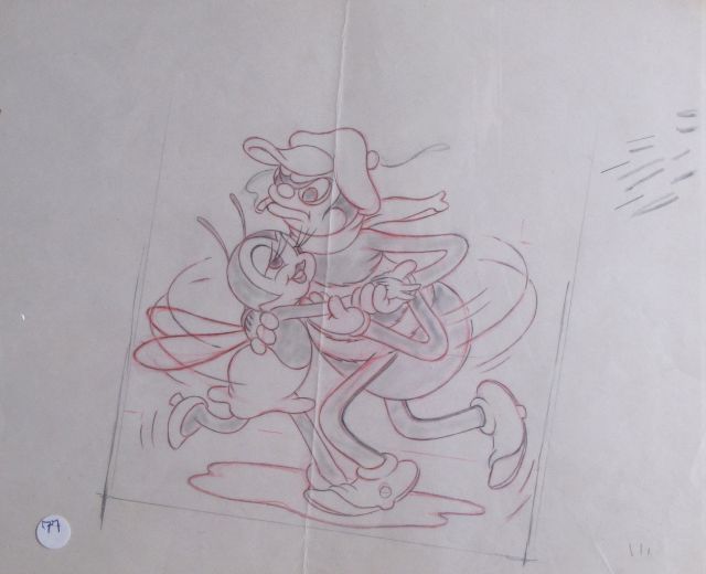 Appraisal: Woodland Cafe Disney original production drawing depicting dancing Silly Symphony