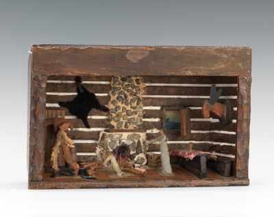 Appraisal: A Hand Made Folk Art Diorama Charmingly naive mixed materials