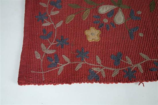 Appraisal: FOOTSTOOL AND RUGS American late th-early th century wood Canted