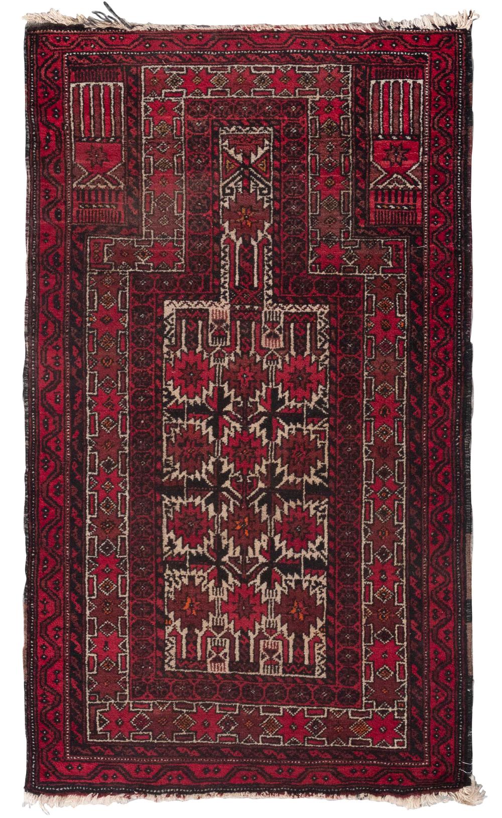 Appraisal: TURKOMAN PRAYER RUG X MID- TO LATE TH CENTURYTURKOMAN PRAYER