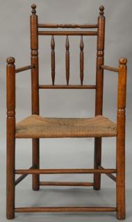 Appraisal: Pilgrim Century great chair with turned back legs and arm