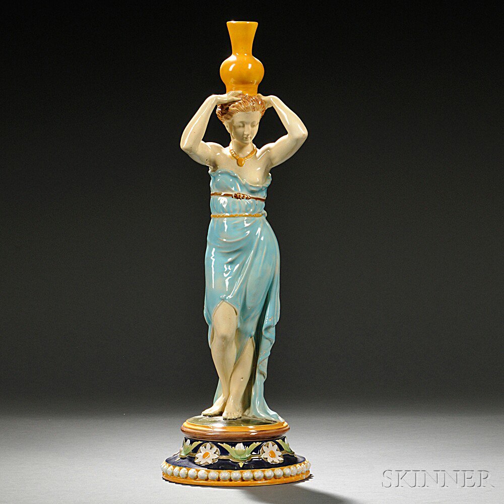 Appraisal: George Jones Majolica Figure of a Grecian Maiden England c