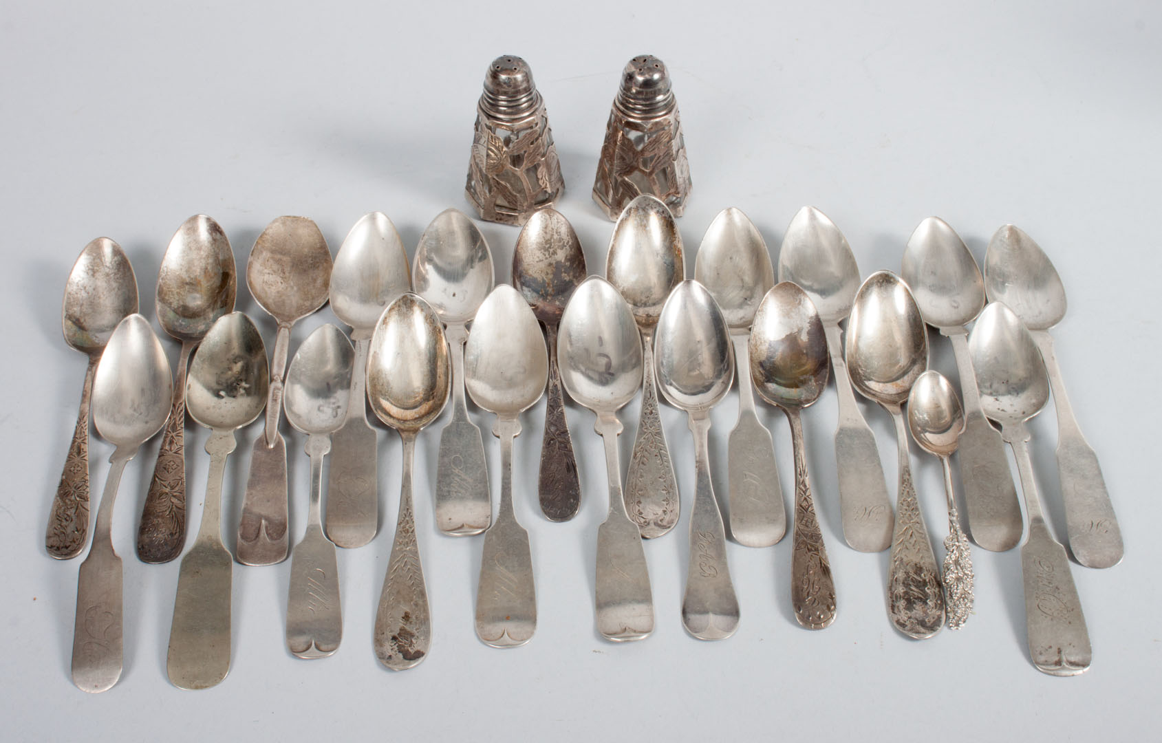 Appraisal: Group of assorted sterling coin silver spoons together with a