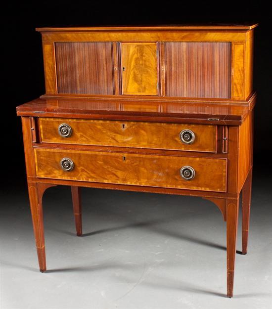 Appraisal: Federal style inlaid mahogany tambour desk Beacon Hill Collection Boston