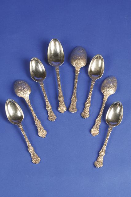 Appraisal: A SET OF SIX VICTORIAN ELECTROPLATED DESSERT SPOONS the stems