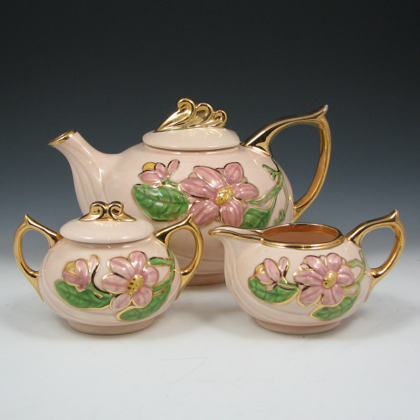 Appraisal: Hull Magnolia Gloss Tea Set w Gold - Mint Magnolia