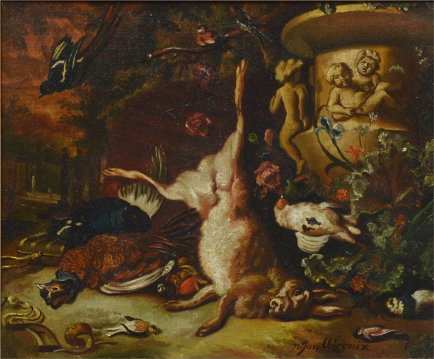 Appraisal: OIL CANVAS AFTER JAN WEENIX Dead Birds Rabbit N A