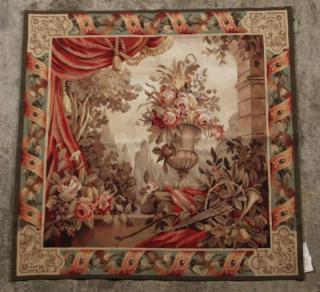 Appraisal: FLORAL AUBUSSON WALL HANGING FLORAL AUBUSSON WALL HANGING ' X