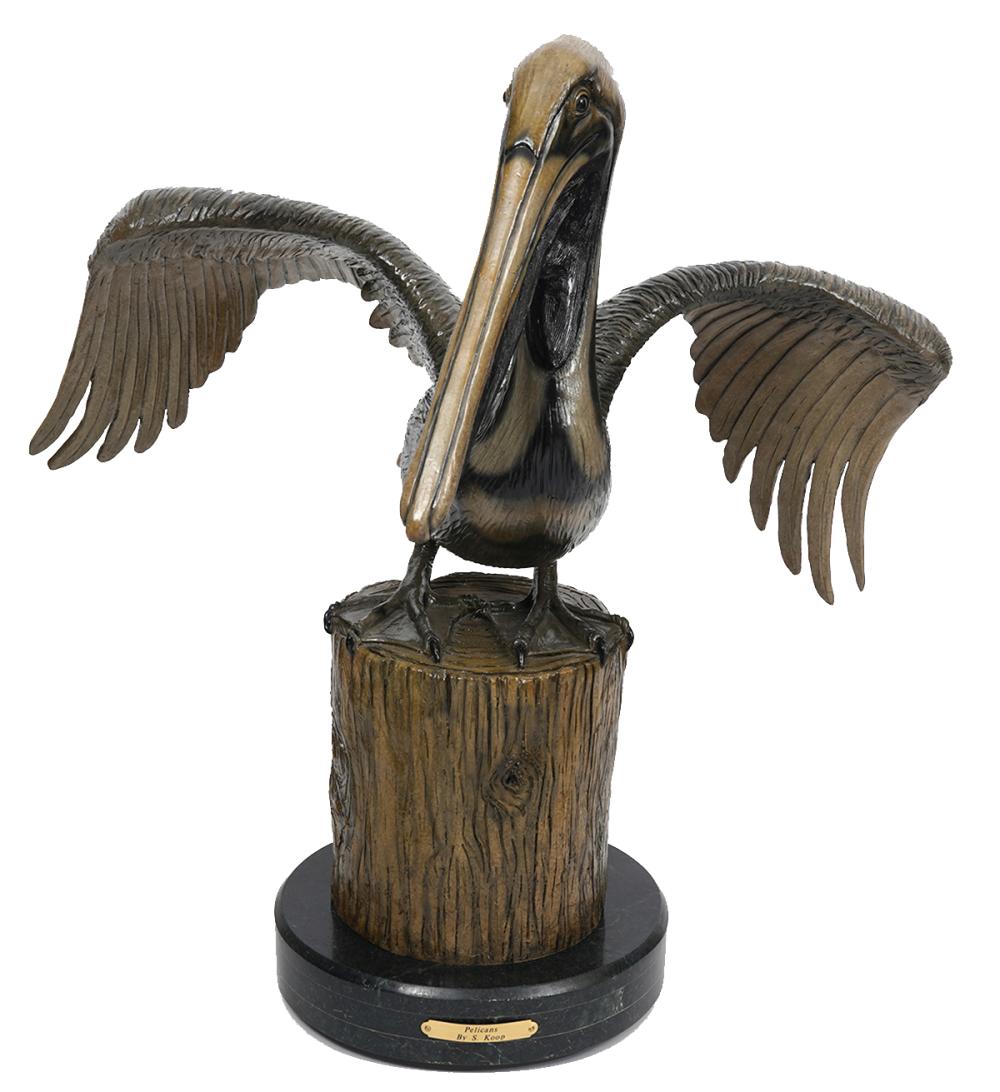 Appraisal: SANDRA KOOP POLYCHROME BRONZE PELICAN SCULPTURESandra Koop American th C