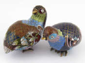 Appraisal: Two cloisonne enamel quail ht cm