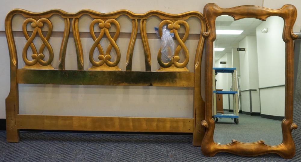 Appraisal: Rococo Style Giltwood Queen Size Headboard and Mirror