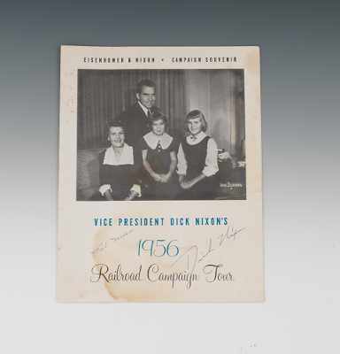 Appraisal: A Rare Eisenhower Nixon Campaign Souvenir Signed by Patricia and