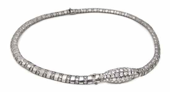 Appraisal: A Platinum and Diamond Convertible Necklace Bracelets Van Cleef Arpels