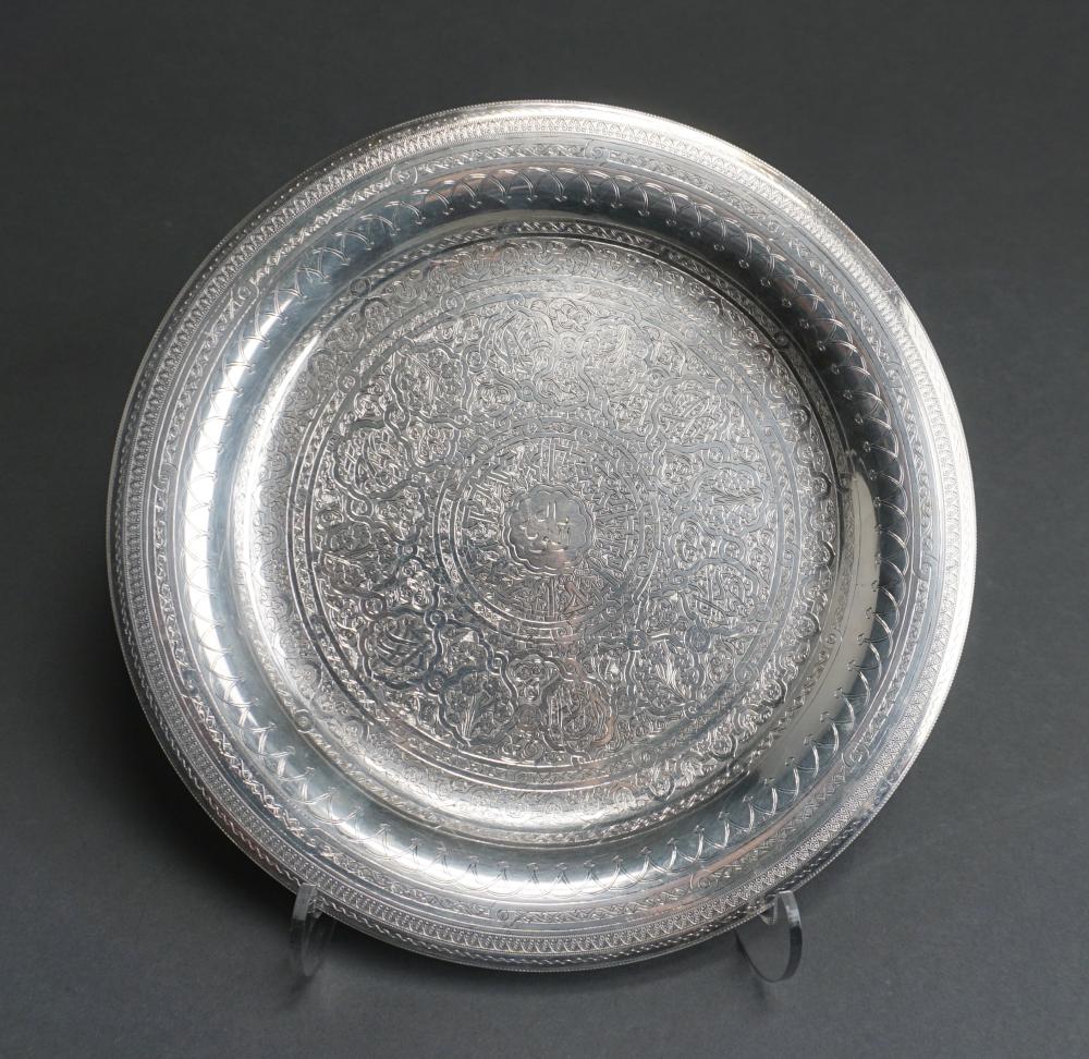 Appraisal: Egyptian Chased Silver Circular Tray Probably Alexandria -Silver - D