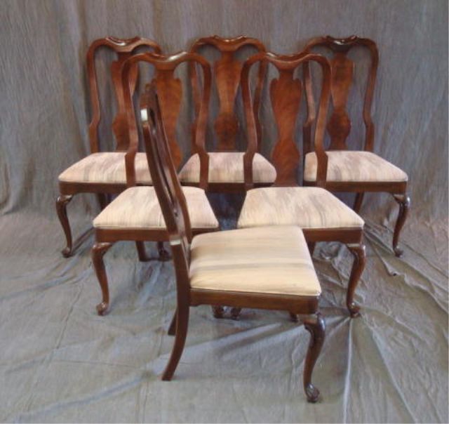 Appraisal: Set of Queen Anne Style Dining Chairs all wood side