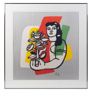 Appraisal: After Fernand Leger A Silk Scarf Woman with Flower silk