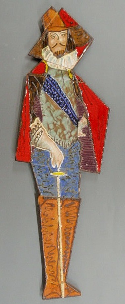 Appraisal: Italian mosaic ceramic tile figure th c of a musketeer