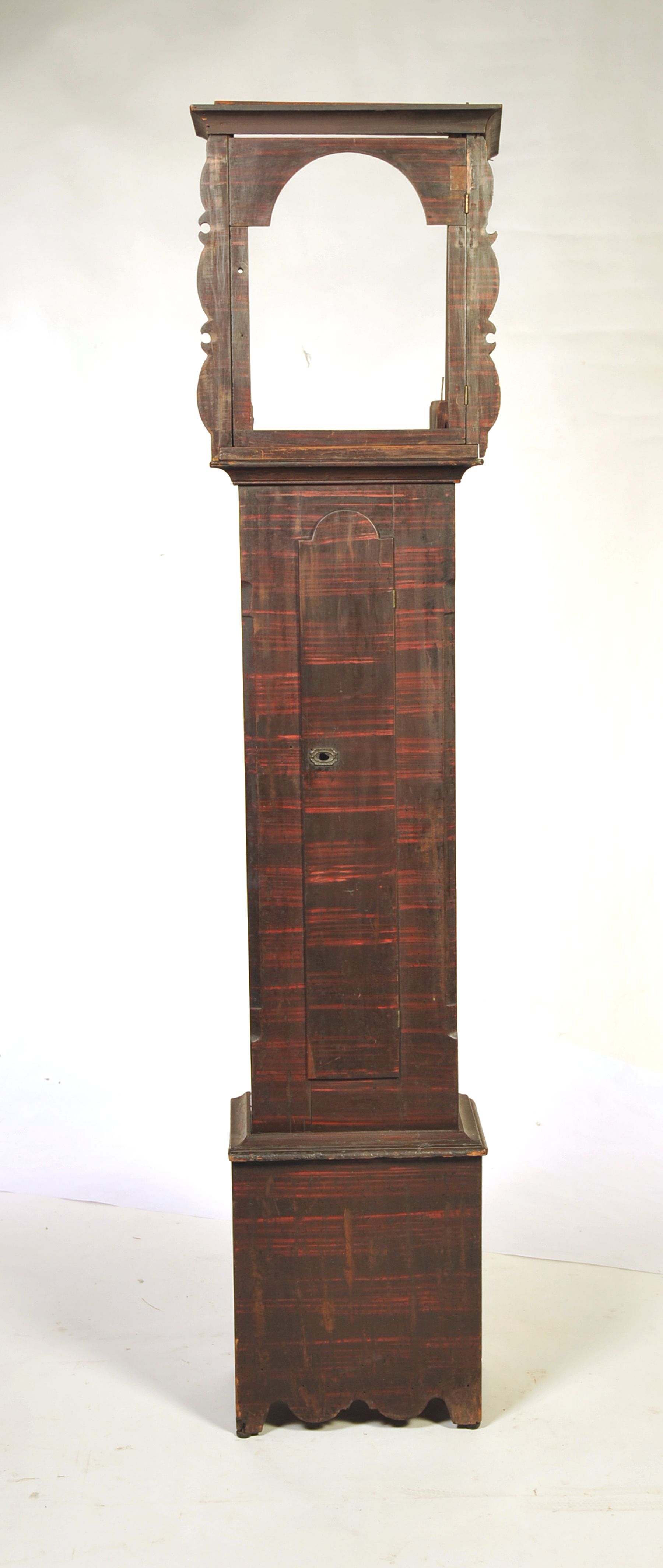 Appraisal: TRUMBULL COUNTY OHIO TALL CLOCK CASE Ca poplar Scrollcut hood